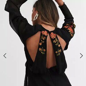 ASOS Orange Floral Embroidery Maternity Black Guipure Dress